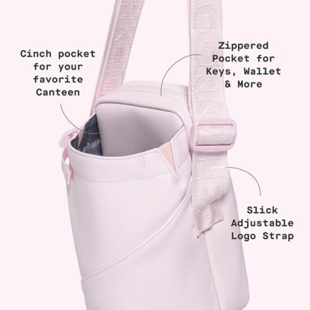 ⚡Corkcicle Rose Quart Crossbody Tumblers Water Bottle Adjustable Strap Sling Bag - Picture 4 of 7